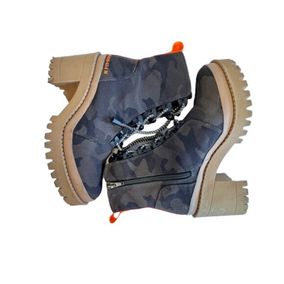 Steve Madden Brawler Combat Boots Size 7.5 Green Camo Platform Lug Sole Chunky - Picture 5 of 10